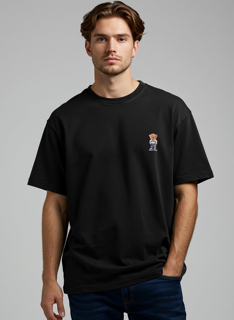 trendyol Black Unisex Oversize/Wide Cut Teddy Bear Printed 100% Cotton T-Shirt Tmnss25Ts00161 - Image 3