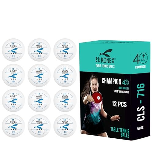 KONEX 40+ Plastic Table Tennis Balls Pack of 12 | High Performance 3-Star ABS TT Balls for Professional Matches and Training | Ideal for Adults & Kids (White) - Image 1