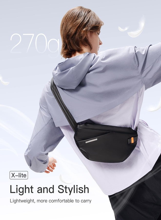 إناتيك حقيبة Inateck Sling Bag X-Lite، حقيبة كتف خفيفة الوزن تُحمل على الكتف أو الصدر أو الخصر، مزودة بحزام قابل للتعديل السريع، حقيبة خصر مقاومة للماء للرجال والنساء، مناسبة للسفر والاستخدام اليومي وركوب الدراجات والمشي لمسافات طويلة، لون أسود، طول - Image 3