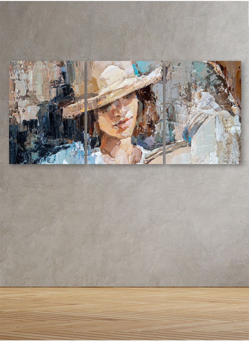 Marktna Decorative Wall Art Painting with a Woman Design, 3Pieces, Size 120x60cm  - Image 1