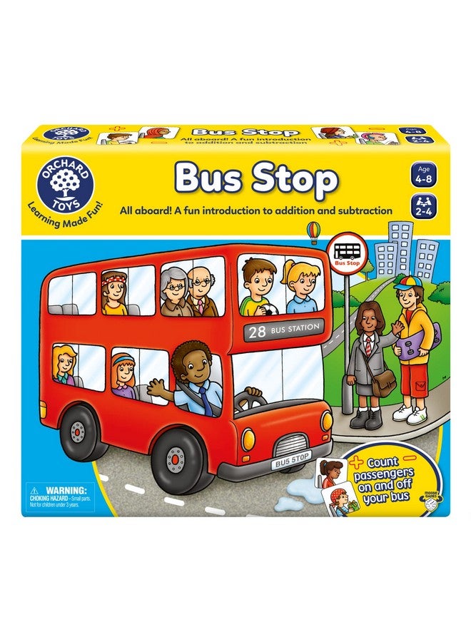 Orchard Toys Moose Games Bus Stop Game. A Fun Introduction to Addition and Subtraction. Pick up and Drop Off Passengers on Your Bus. for Ages 4-8 and for 2-4 Players - Image 1
