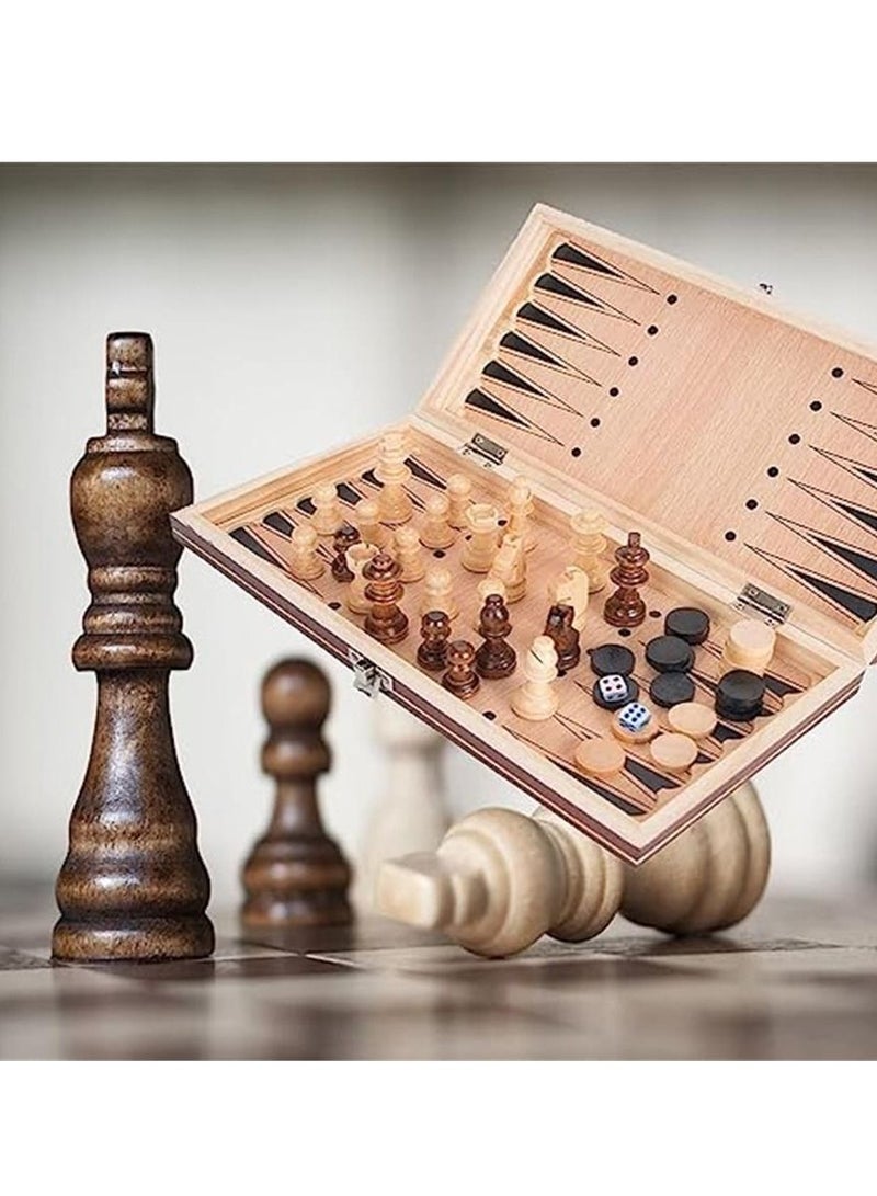 مجموعة الشطرنج الخشبية 15 × 15 بوصة ، ألعاب رقعة الشطرنج 3 في 1 مع لوح شطرنج قابل للطي ، شطرنج وداما ، لعبة الطاولة ، ألعاب تيك تاك تو ، مجموعات ألعاب لوح شطرنج قابلة للطي للبالغين والأطفال - Image 4