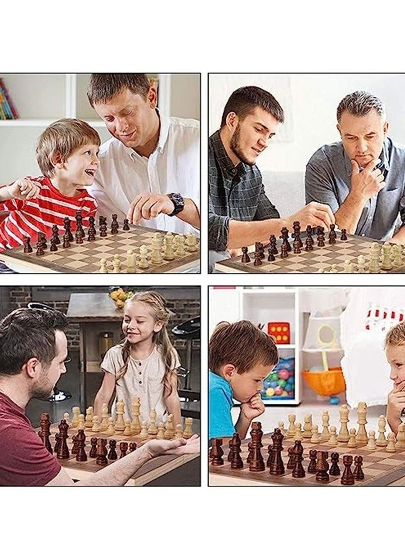 مجموعة الشطرنج الخشبية 15 × 15 بوصة ، ألعاب رقعة الشطرنج 3 في 1 مع لوح شطرنج قابل للطي ، شطرنج وداما ، لعبة الطاولة ، ألعاب تيك تاك تو ، مجموعات ألعاب لوح شطرنج قابلة للطي للبالغين والأطفال - Image 5