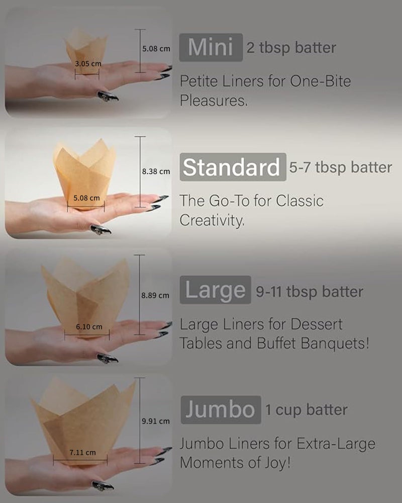 Bake Choice 50pcs Natural Cupcake Baking Cups, Heavy Duty Parchment Paper Cupcake Liners 3.5oz for Muffin, Dessert. - Image 3