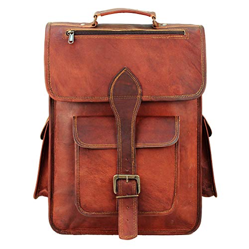 HULSH 16 Inch Genuine Leather Backpack for Women and Men - Retro Vintage Laptop Backpack - Image 2