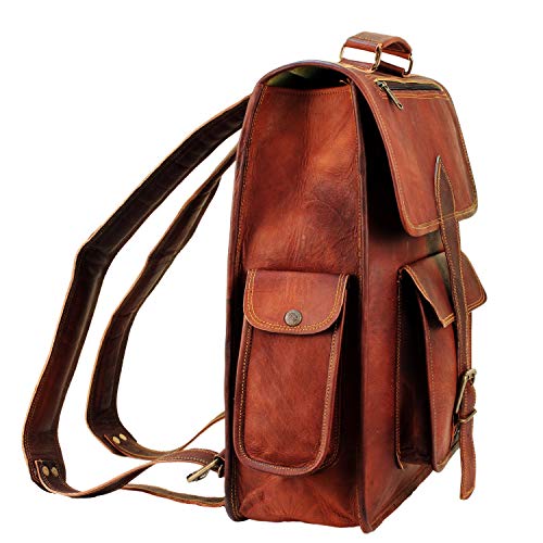 HULSH 16 Inch Genuine Leather Backpack for Women and Men - Retro Vintage Laptop Backpack - Image 3