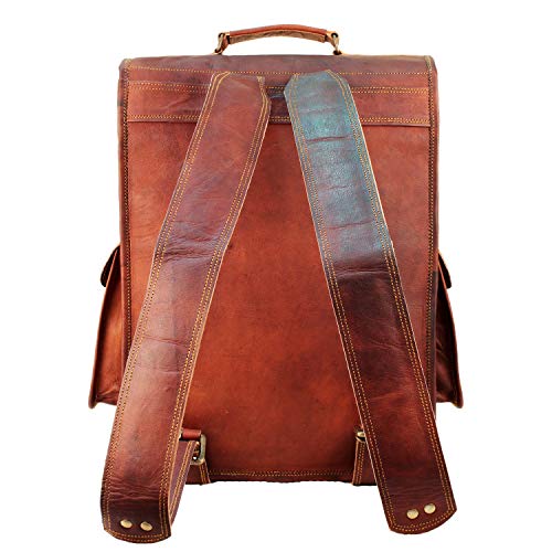 HULSH 16 Inch Genuine Leather Backpack for Women and Men - Retro Vintage Laptop Backpack - Image 4