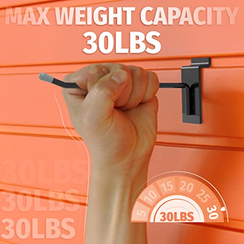 HUHOLE Black Slatwall Hooks, 2 Inch, 50PC, Stainless Steel, Powder-Coated, 20lb Max Load, Industrial Style, Wall Mount, Organizer for Tools, Cleaning Supplies, Retail Stores - Image 5