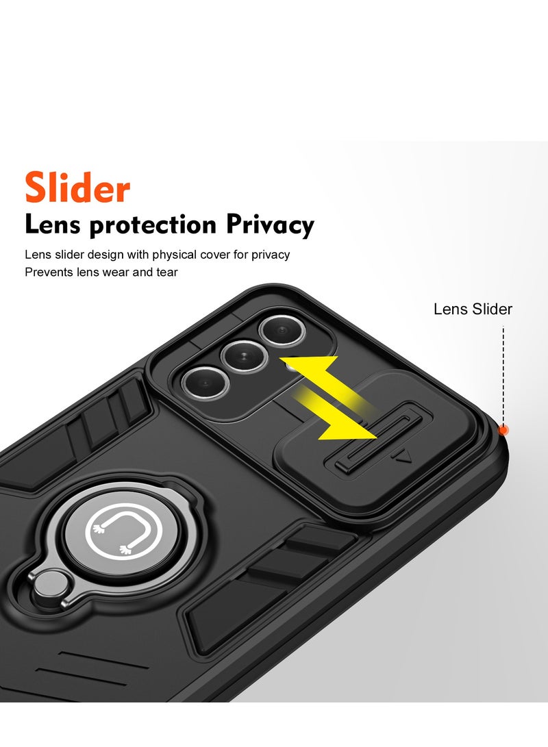 LiuShan Samsung Galaxy A55 5G Case with Sliding Camera Window, Armour Silicone TPU Bumper Phone Cover with Rotable Ring Kicktand,Shockproof Protective  Phone Case for Samsung A55 5G - Image 3