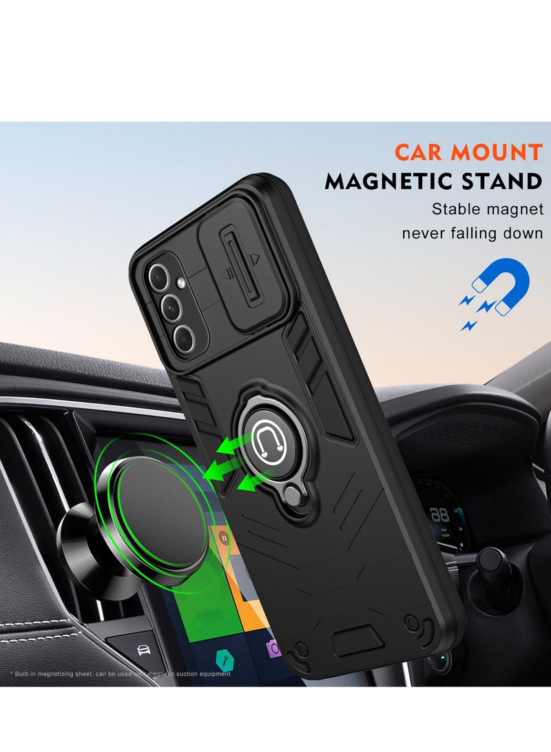 LiuShan Samsung Galaxy A55 5G Case with Sliding Camera Window, Armour Silicone TPU Bumper Phone Cover with Rotable Ring Kicktand,Shockproof Protective  Phone Case for Samsung A55 5G - Image 5