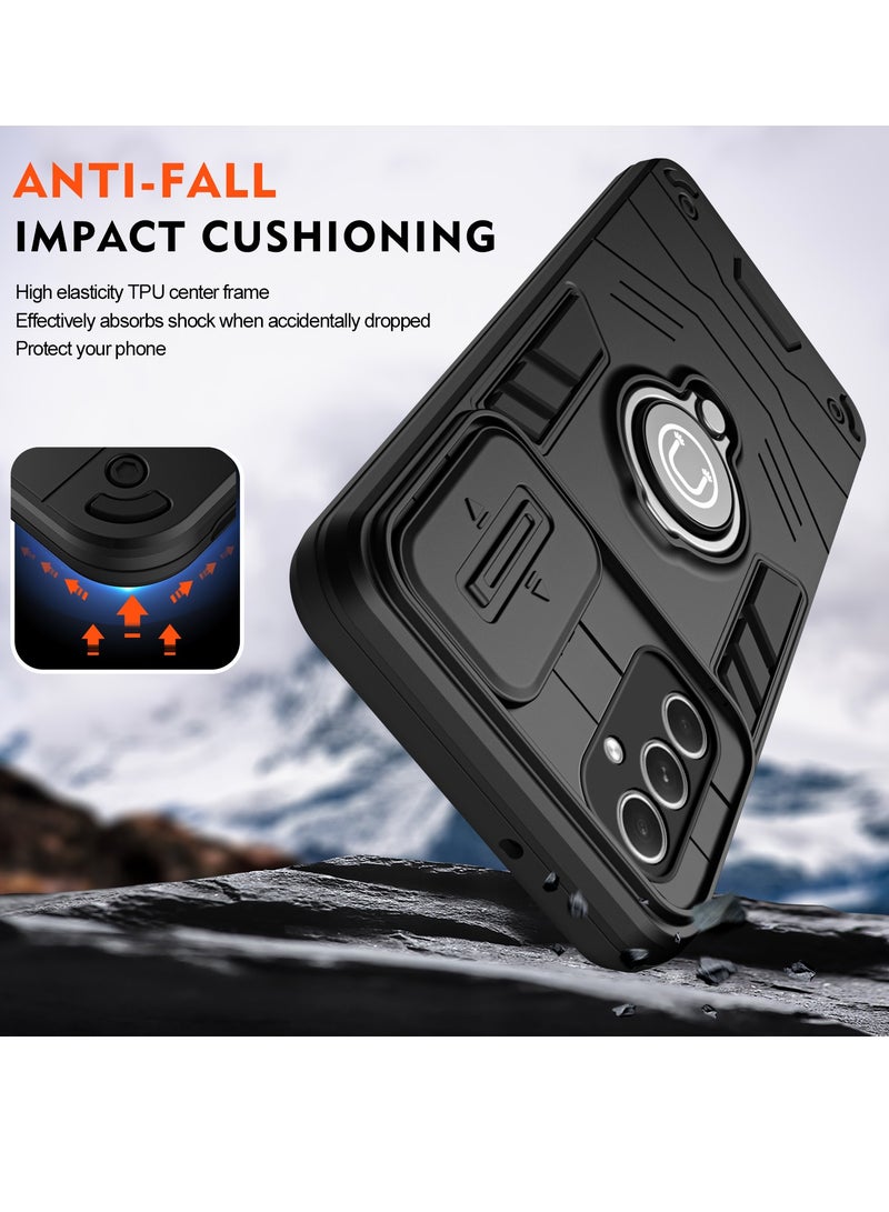 LiuShan Samsung Galaxy A55 5G Case with Sliding Camera Window, Armour Silicone TPU Bumper Phone Cover with Rotable Ring Kicktand,Shockproof Protective  Phone Case for Samsung A55 5G - Image 4