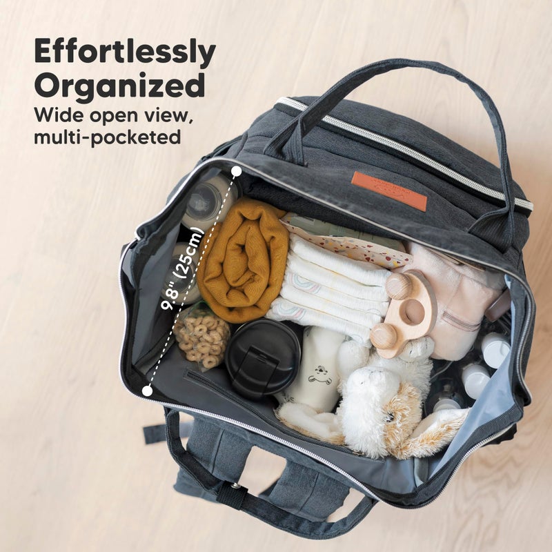 KeaBabies Baby Diaper Bag Backpack - Large Baby Bag for Boys, Girls, Waterproof Multi Function Travel Diaper Backpack with Changing Pad, Durable Travel Essentials for Moms and Dads (Mystic Gray) - Image 3