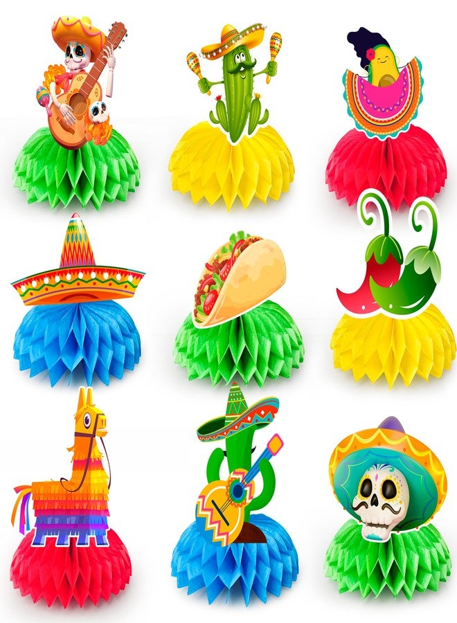 Fiesta Honeycomb Table Centerpiece, 9pcs Mexican Fiesta Party Centerpieces, Cinco de Mayo Table Decorations Mexican Centerpieces for Mexican Fiesta Party Decorations - Image 1