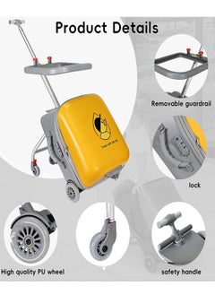 GoldenLike Kids Luggage,20" Kids Ride on Travel Suitcase with Child Seat,Children's Carry-On  Luggage with Detachable Trolley,3-in-1 Kids Trolley Case Ride-on Suitcase for Toddler Baby Travel Flight  - Image 5