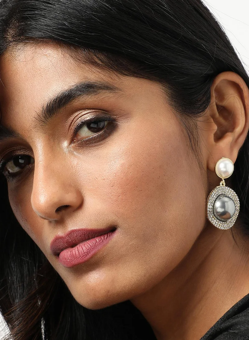 سوهي قرط متدلي من اللؤلؤ المطلي بالذهب