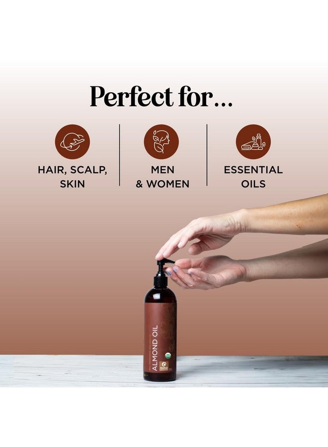 مايبل هوليستكس زيت اللوز الحلو العضوي المعتمد من وزارة الزراعة الأمريكية - زيت اللوز العضوي النقي المعصور على البارد للبشرة والشعر والأظافر - زيت مرطب للجسم عضوي للنساء والرجال بالإضافة إلى زيت ناقل لخلط الزيوت العطرية 16 أونصة - Image 2