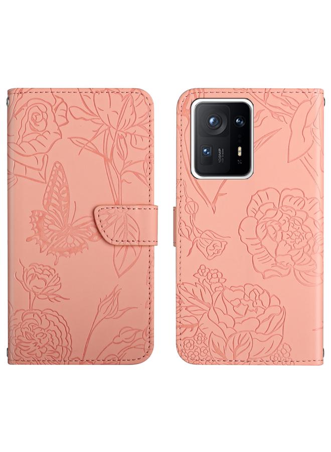 The Bros Case For Xiaomi Mi Mix 4 Skin Feel Butterfly Peony Embossed Leather Phone Case
