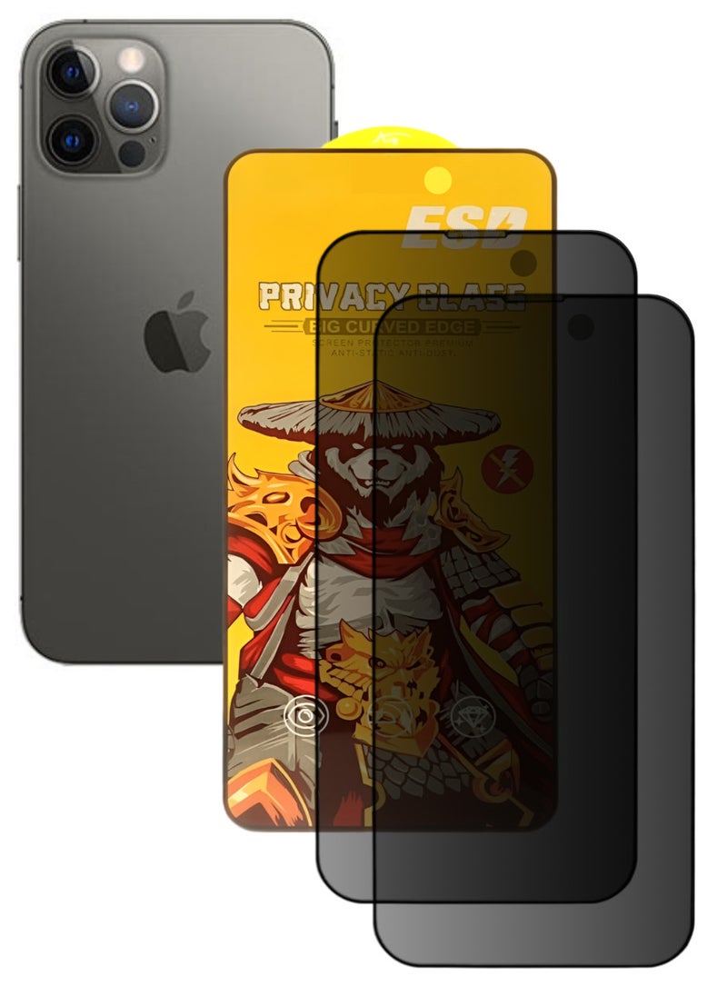 ESD 2 Pieces Tempered Dustproof Privacy Glass Screen Protector Compatible For iPhone 12 Pro Max - Image 1