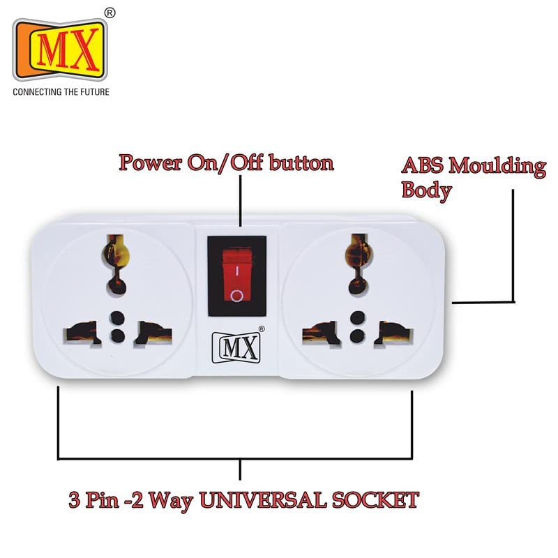 MX Cordless Wall Socket Multi Outlet Extension Board with On/Off Switch Travel Adaptor 2 Universal Sockets Cordless Extension Board for Home,Office - Image 4