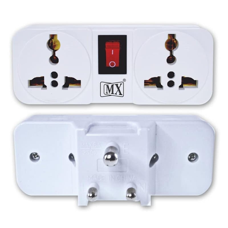 MX Cordless Wall Socket Multi Outlet Extension Board with On/Off Switch Travel Adaptor 2 Universal Sockets Cordless Extension Board for Home,Office - Image 1
