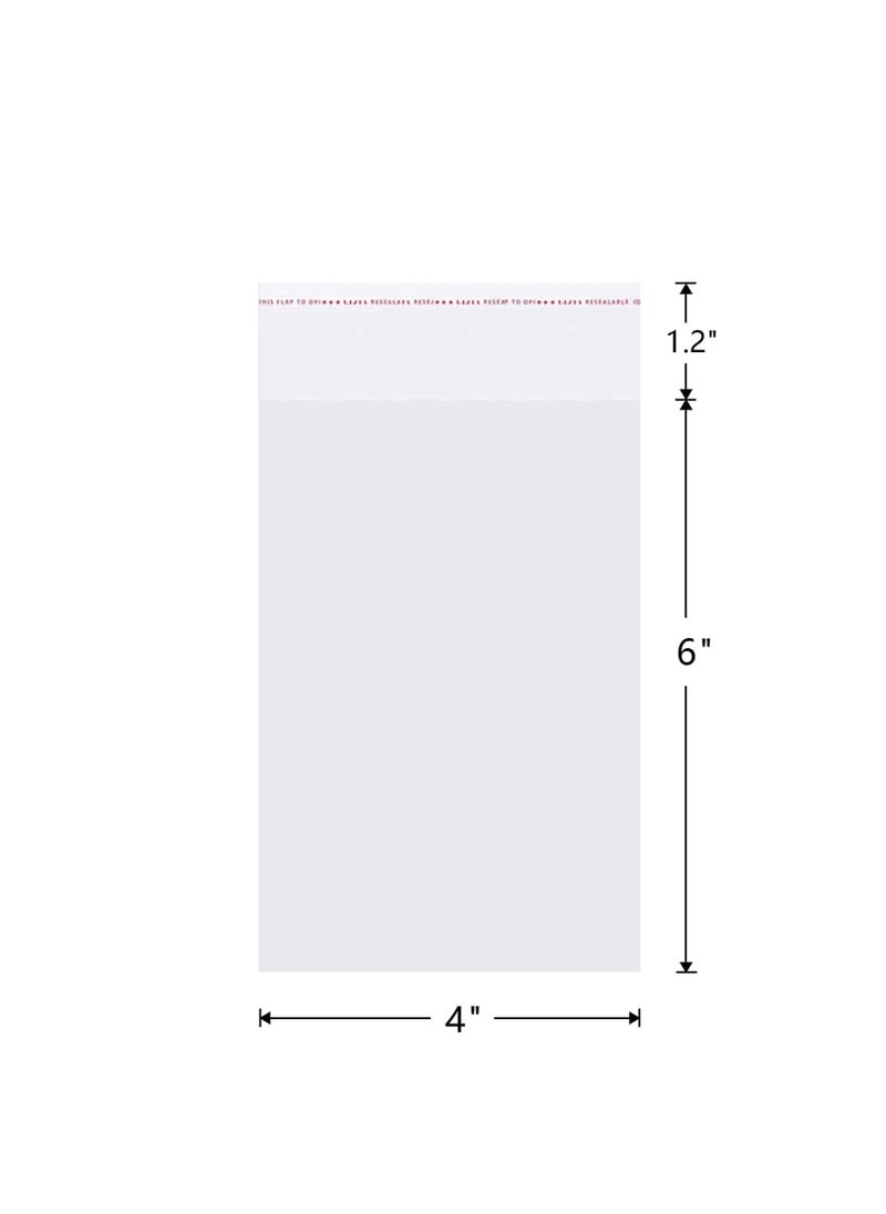 MARKQ - 4 x 6 inches Clear Resealable Plastic Cellophane Bags [500 Piece] Self-Sealing Cello Poly Bags for Weddings Gifts A1 Cards Envelopes Treats Sweets Bath Bombs and More - Image 1