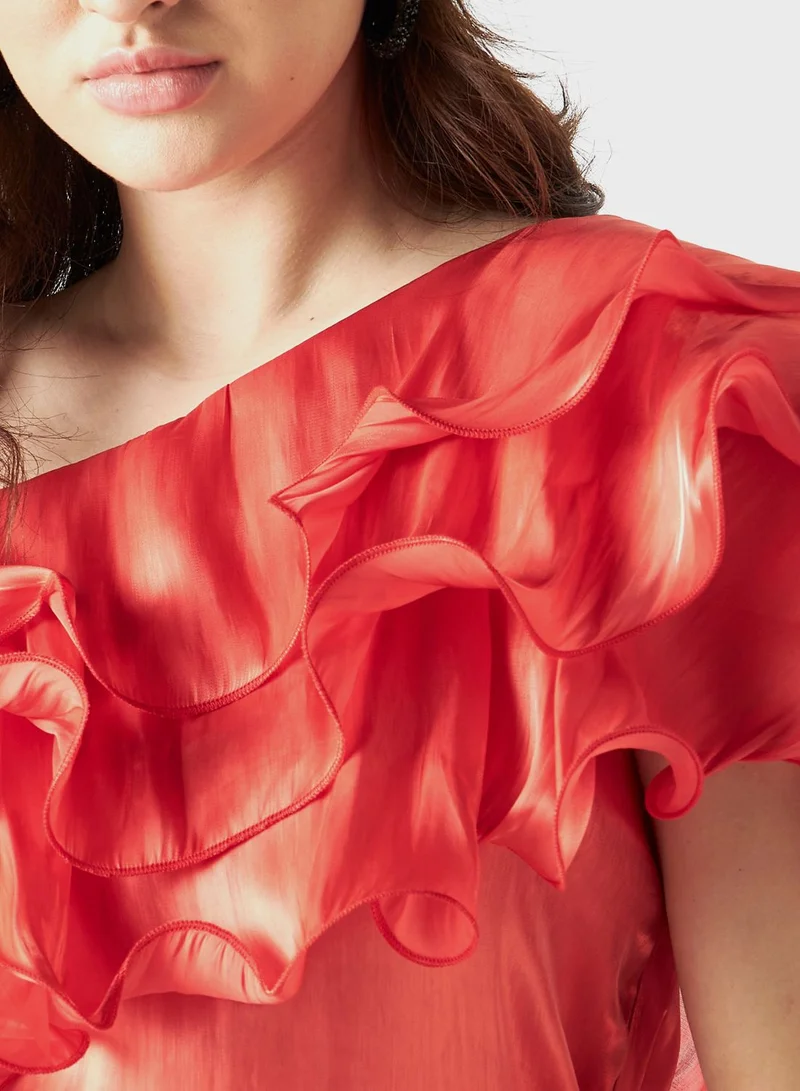 2Xtremz One Shoulder Ruffle Top