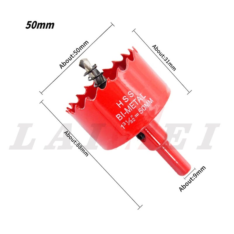 Laiwei 1.97 inch Hole Saw Drill Bit HSS Hole Cutter with Arbor for Wood.Round Knife (1-31/32"(50mm)) - Image 2