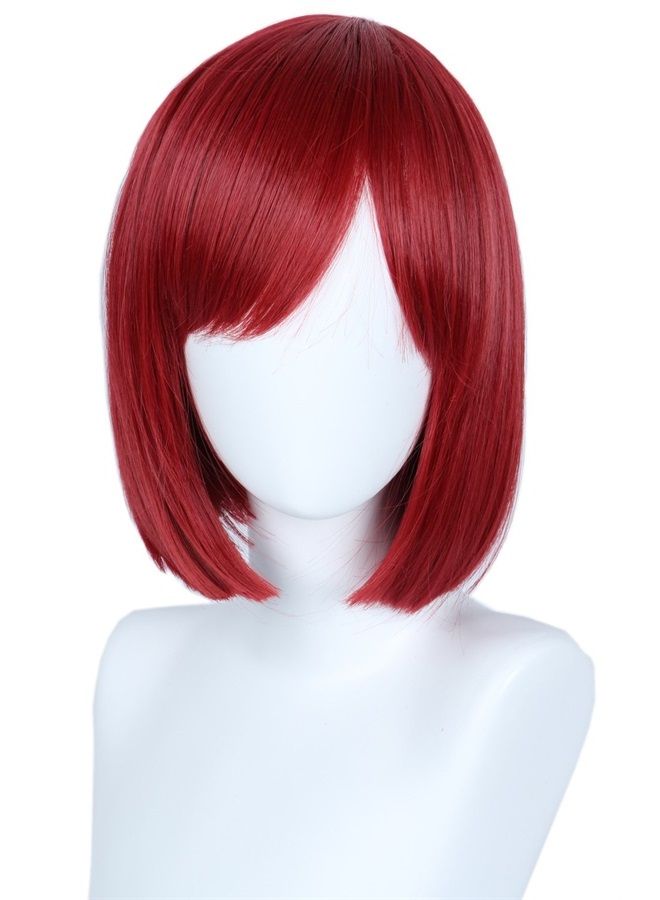 Linfairy باروكة كوسبلاي حمراء قصيرة مستقيمة للجنسين لزي الهالوين، باروكة بوب للنساء - Image 1