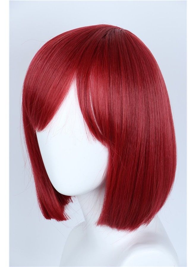 Linfairy باروكة كوسبلاي حمراء قصيرة مستقيمة للجنسين لزي الهالوين، باروكة بوب للنساء - Image 2