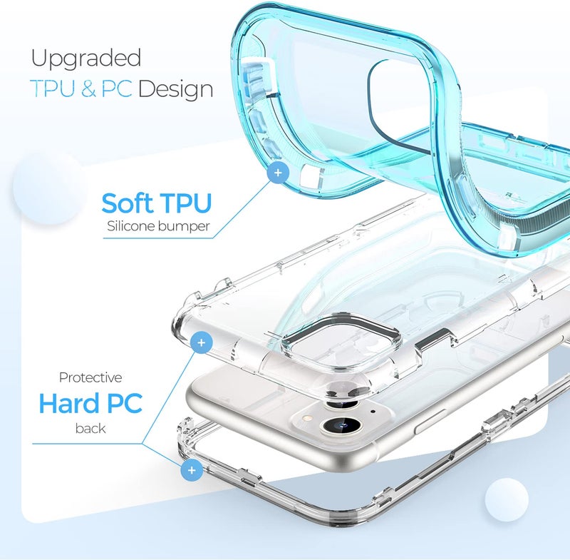 ORIbox for iPhone 13 mini/12 mini Case Blue, [10 FT Military Grade Drop Protection], Transparent Heavy Duty Shockproof Anti-Fall Case for iPhone 13/12 mini Phone Case,5.4 inch,3 in 1, Crystal Blue - Image 3
