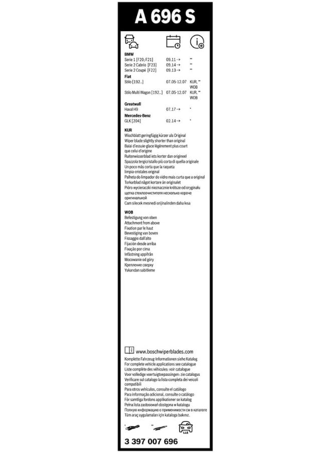 BOSCH Bosch Wiper Blade Aerotwin A696S, Length: 550mm/450mm – set of front wiper blades  - Image 3