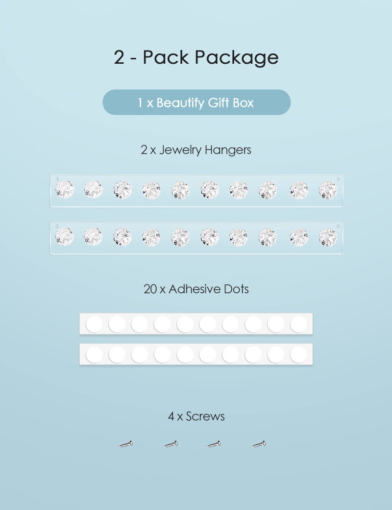 Zreal Necklace Holder, Acrylic Necklace Hanger, Wall Jewelry Organizer with 10 Jewelry Hooks in Seashell Shape (2-pack Clear) - Image 4