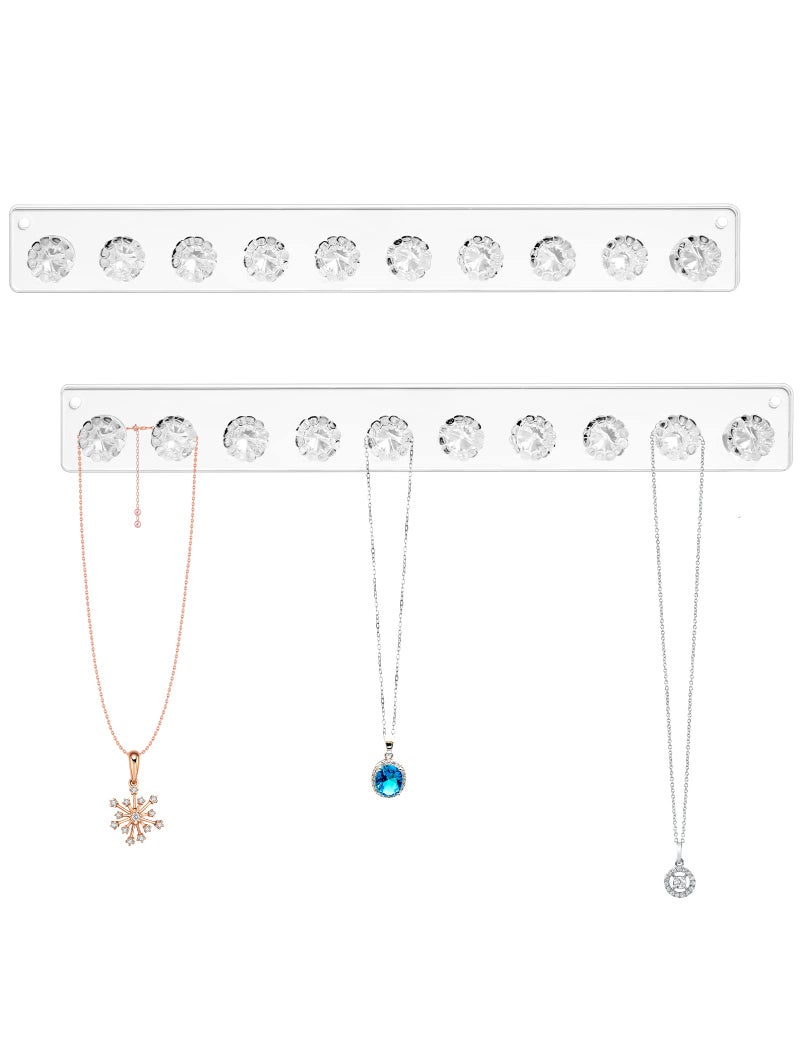 Zreal Necklace Holder, Acrylic Necklace Hanger, Wall Jewelry Organizer with 10 Jewelry Hooks in Seashell Shape (2-pack Clear) - Image 1