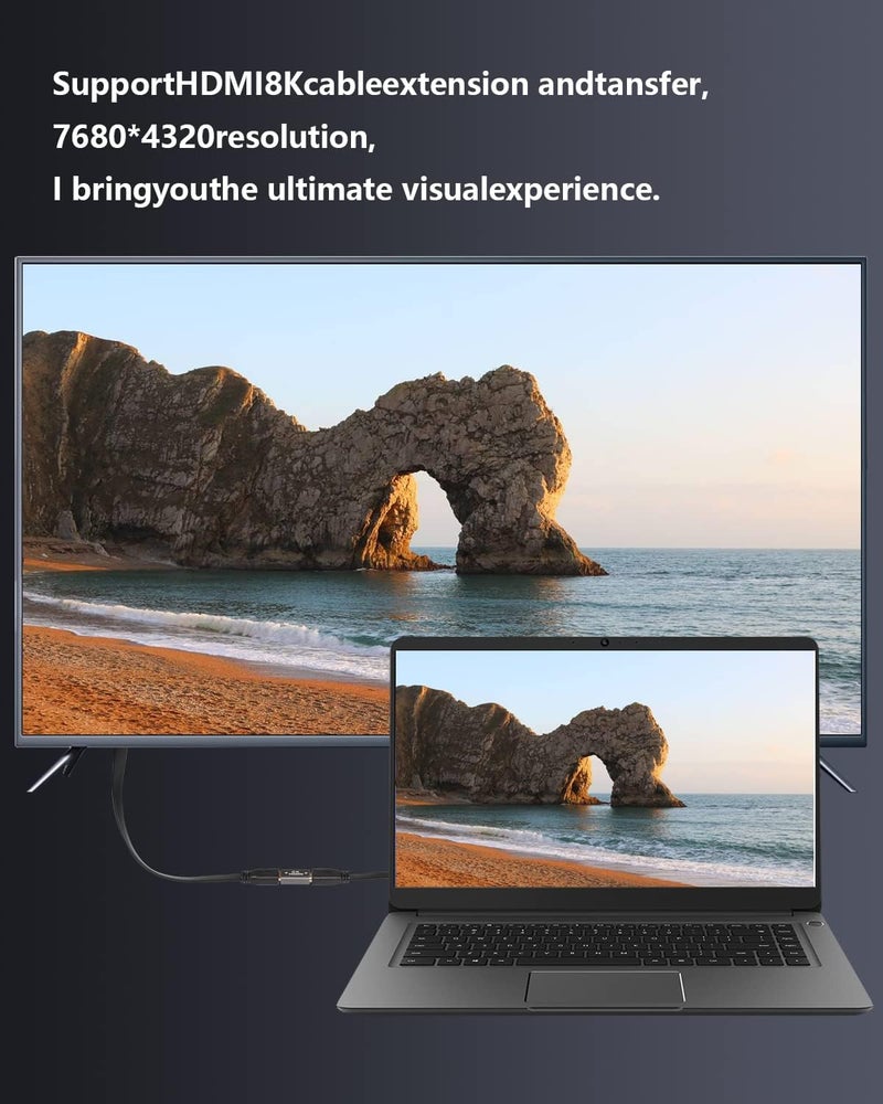 CERRXIAN محول CERRXIAN 8K HDMI موصل HDMI 21 أنثى إلى أنثى محول موصل موسع يدعم 8K60Hz 4K120Hz 3D للشاشات واللابتوب والبروجيكتور 2 حزمة - Image 3