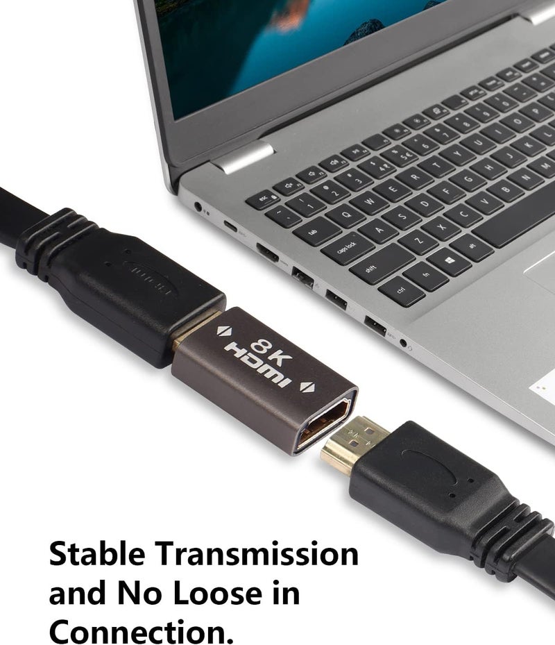 CERRXIAN محول CERRXIAN 8K HDMI موصل HDMI 21 أنثى إلى أنثى محول موصل موسع يدعم 8K60Hz 4K120Hz 3D للشاشات واللابتوب والبروجيكتور 2 حزمة - Image 2