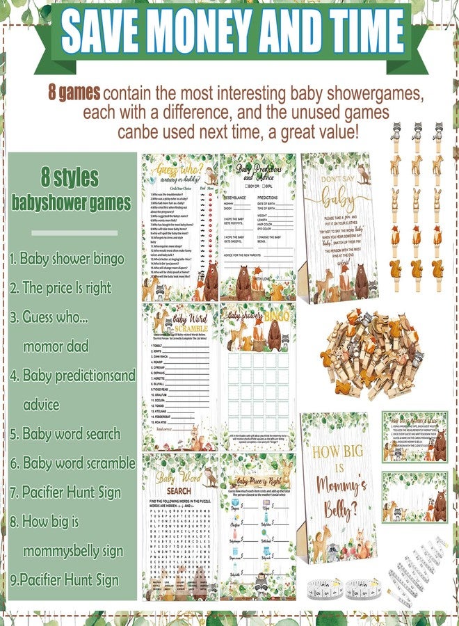 Funnymoom 426 Pcs Woodland Baby Shower Games Set-8 Games, Includes Baby Shower Bingo, Price is Right, Guess Who, Word Scramble, Prediction and Advice, How Big is Mommy's Belly, Don't Say The Words - Image 4