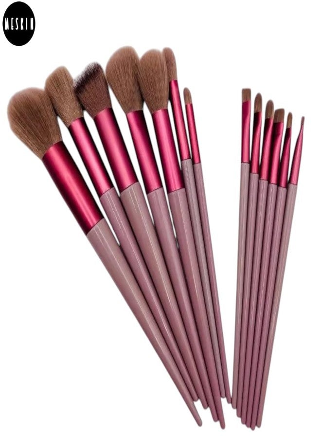 MESKIN 13 Pcs Makeup Brushes Set with Travel Storage Pouch - Professional Face, Eye, Blending, Powder, Concealer, Highlighter Brush Kit - Soft Nylon Hair (Brown with Velvet Pouch) - Image 3