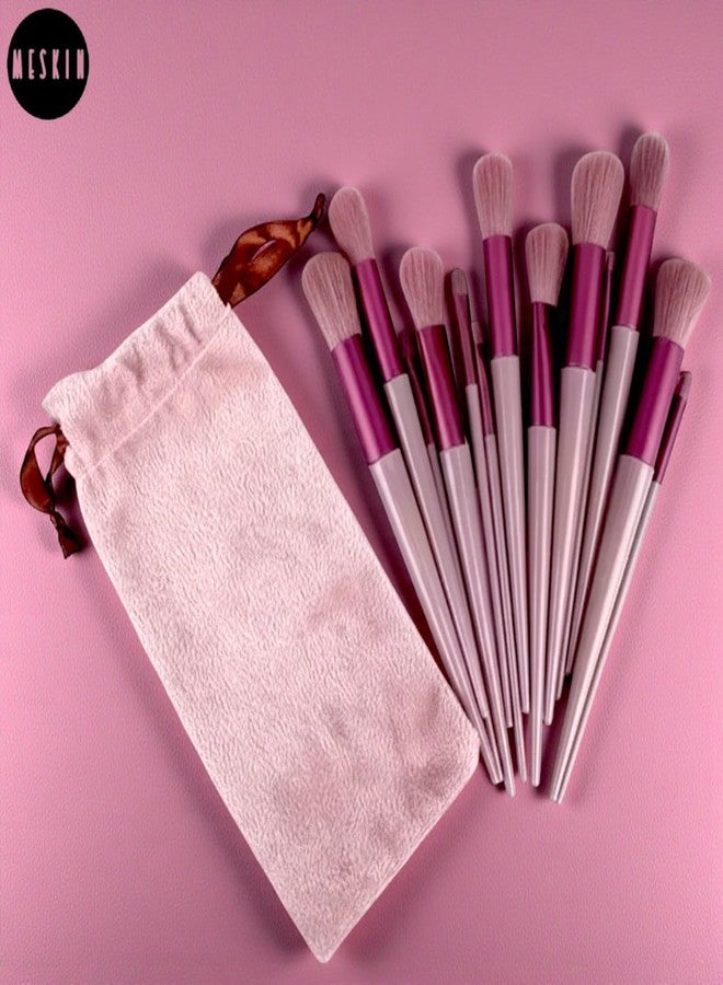 MESKIN 13 Pcs Makeup Brushes Set with Travel Storage Pouch - Professional Face, Eye, Blending, Powder, Concealer, Highlighter Brush Kit - Soft Nylon Hair (Brown with Velvet Pouch) - Image 5