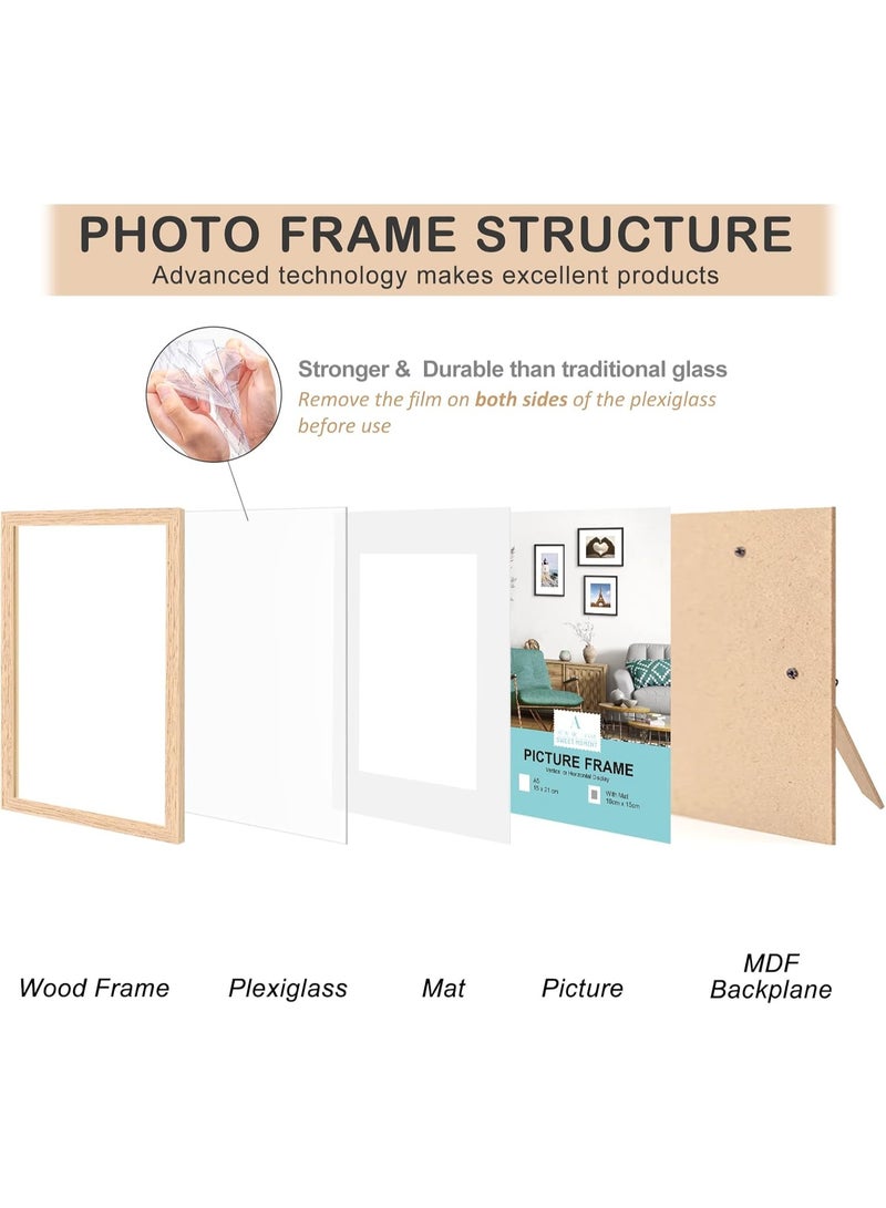 موثوقية التنبؤ مجموعة من إطارين للصورة، إطار صورة من خشب البلوط مع حامل، إطار ملصق A5 مع زجاج بلاستيكي للعرض على الحائط، 15 × 21 سم (بيج) - Image 5