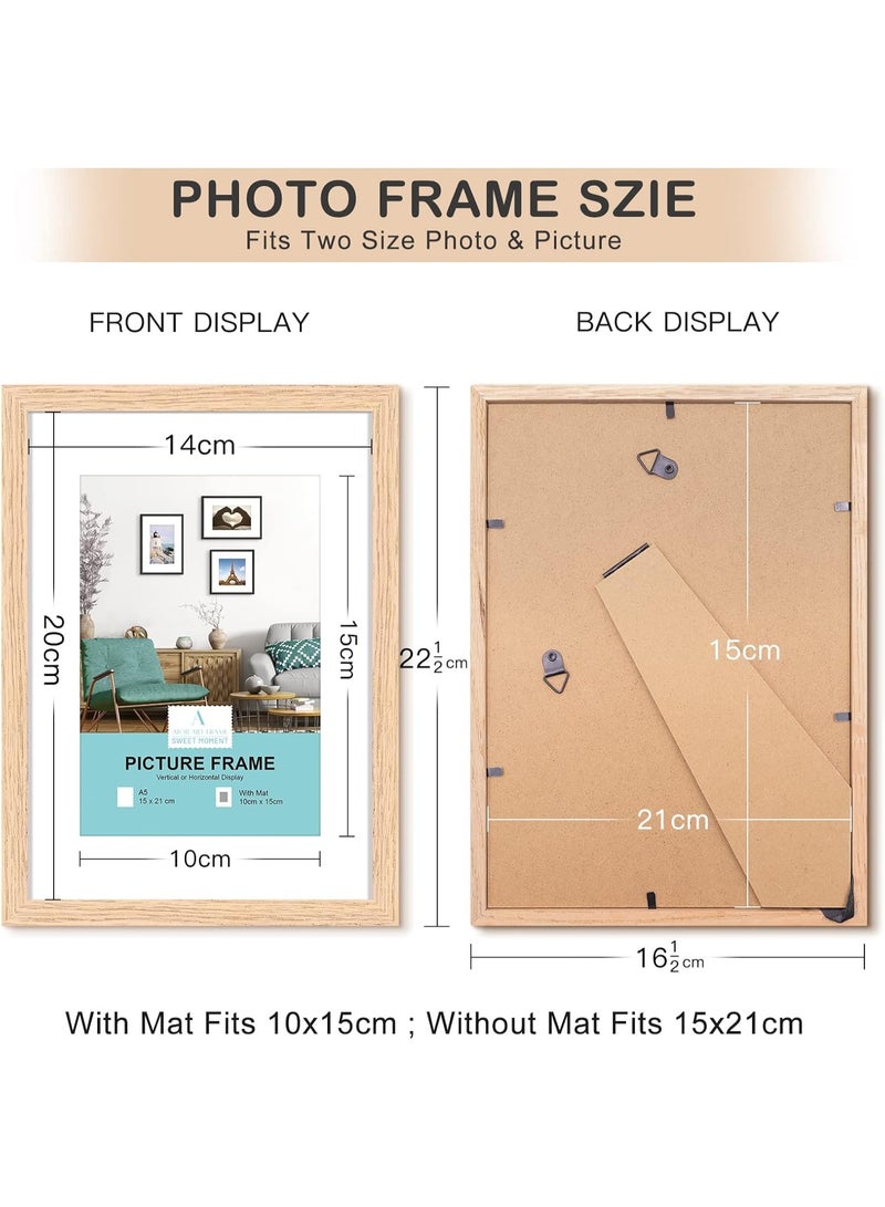 موثوقية التنبؤ مجموعة من إطارين للصورة، إطار صورة من خشب البلوط مع حامل، إطار ملصق A5 مع زجاج بلاستيكي للعرض على الحائط، 15 × 21 سم (بيج) - Image 3
