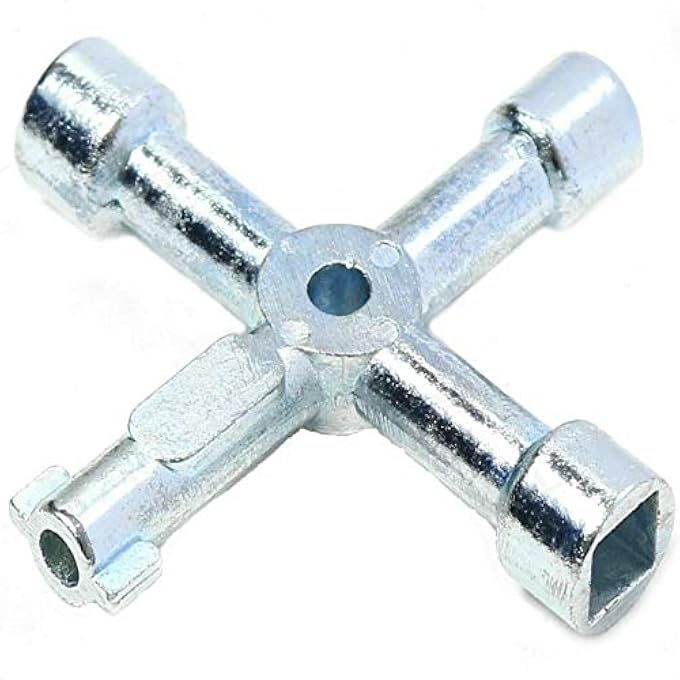 A1SONIC BRASS RADIATOR KEY - RADIATOR BLEED KEY - RADIATOR BLEED VALVE KEY - VENTING AIR VALVE METER KEY UTILITY KEY (4 WAY UTILITY KEY) - Image 2