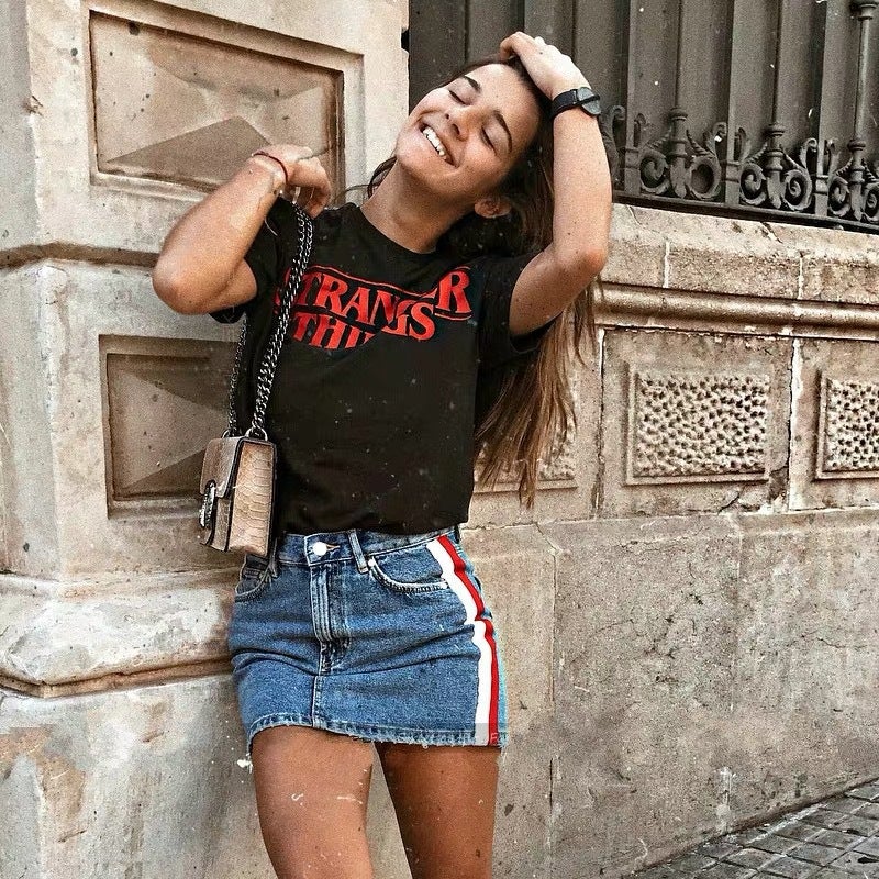 Foreign trade supply Stranger Things strange story letter printed short-sleeved T-shirt European and American women's bottoming shirt - Image 5