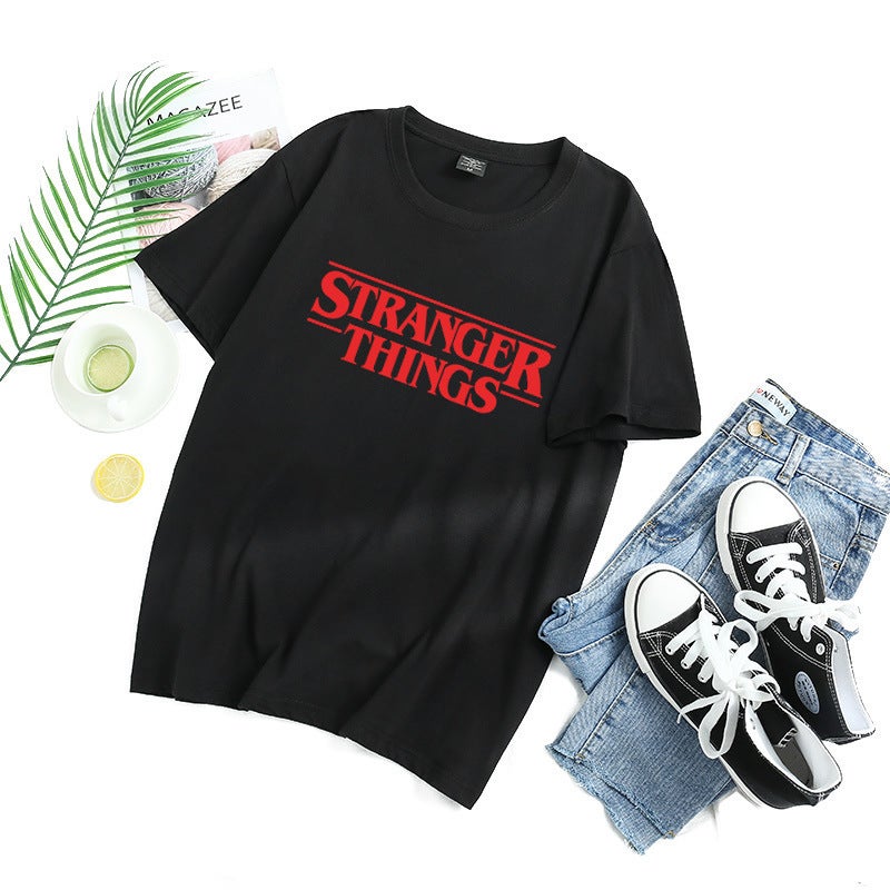 Foreign trade supply Stranger Things strange story letter printed short-sleeved T-shirt European and American women's bottoming shirt - Image 1