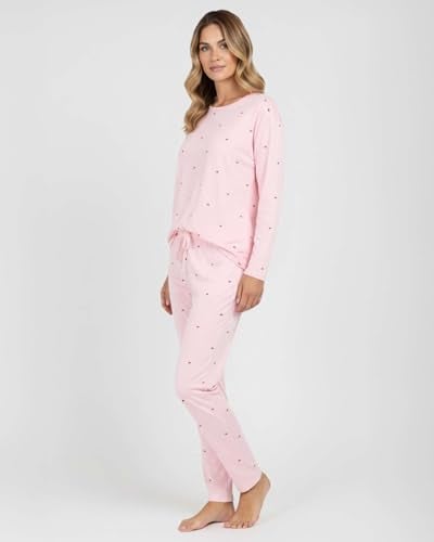 REALESSENTIALS Real Essentials 2 Pack: Women's Comfy Pajama Sets - Short & Long Sleeve Ladies Loungewear Sleepwear PJs (Available In Plus)(Set F Green & Pink, Medium) - Image 5