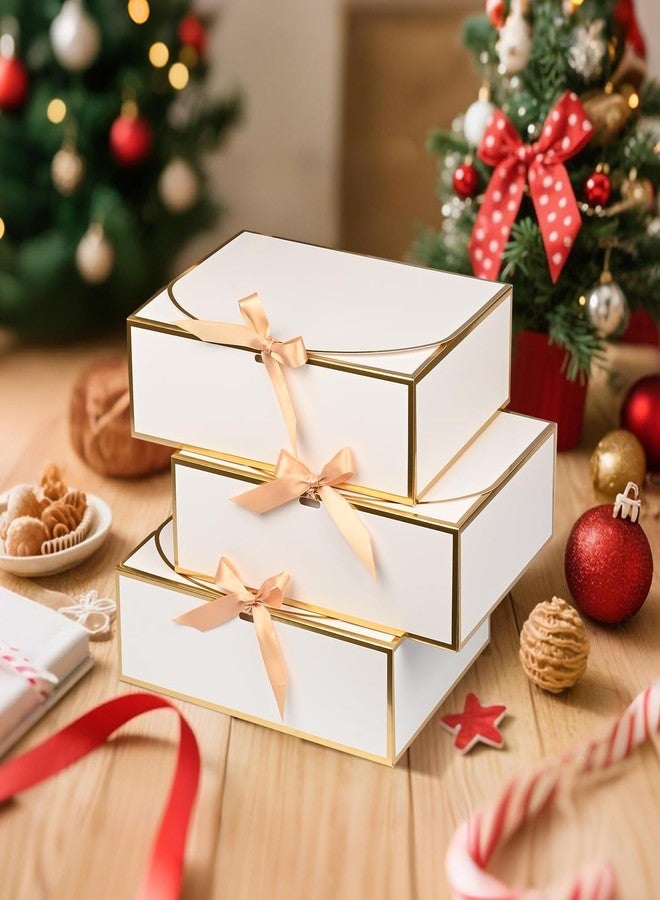 WLUSEAXI Gift Boxes with Lids Stamping Border(12×9.8×3.1 Inch) (White) - Image 2