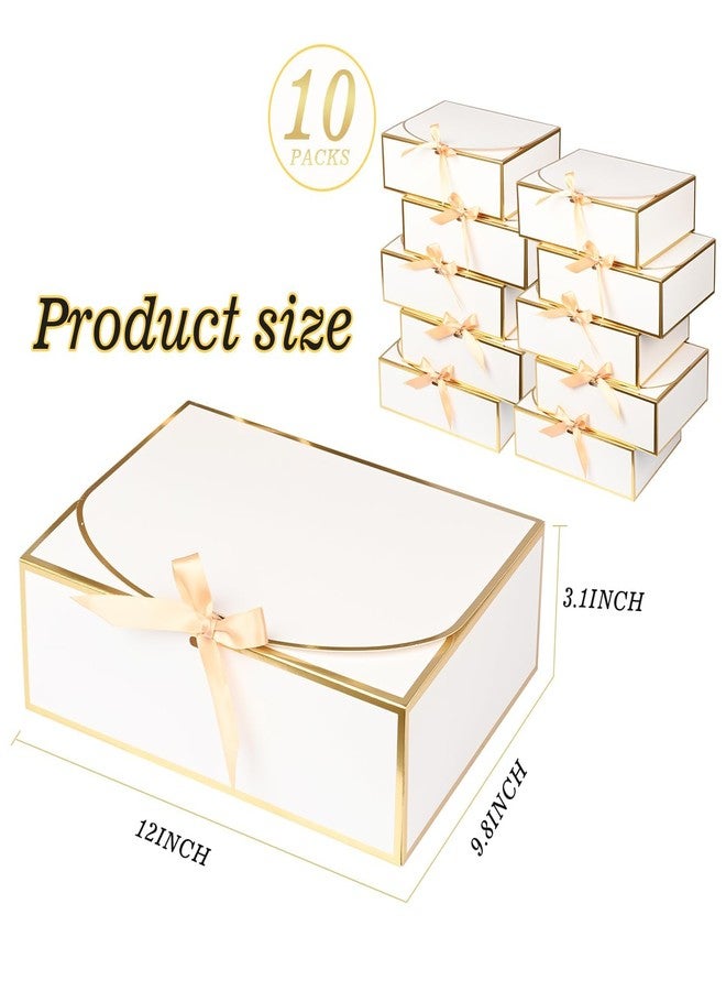 WLUSEAXI Gift Boxes with Lids Stamping Border(12×9.8×3.1 Inch) (White) - Image 3