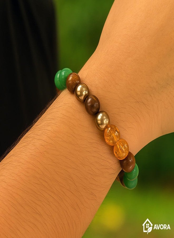 AVORA Money Magnet Fusion Bracelet for Men & Women | Natural Pyrite, Tiger Eye, Citrine & Aventurine Crystal Beads | Certified Healing Gemstone for Wealth, Success, Luck & Positive Energy - Image 2
