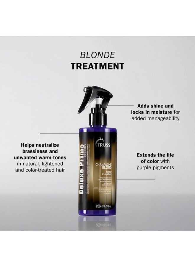 تروس يعمل رذاذ علاج Truss Deluxe Prime Champagne Blond Toner - Violet Purple على تحييد درجات اللون الأصفر النحاسي الدافئة على الشعر الأشقر والمميز والفضي والمبيض للحصول على تأثير البلاتين المثالي.  - Image 2