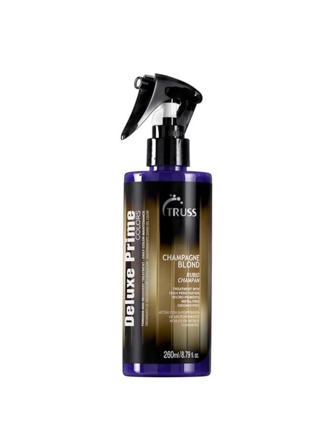 تروس يعمل رذاذ علاج Truss Deluxe Prime Champagne Blond Toner - Violet Purple على تحييد درجات اللون الأصفر النحاسي الدافئة على الشعر الأشقر والمميز والفضي والمبيض للحصول على تأثير البلاتين المثالي.  - Image 1
