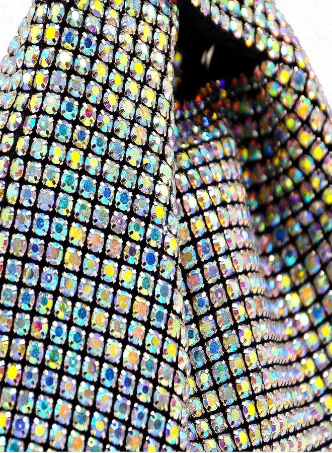 Miuco Mini Rhinestone Hobo Dumpling Bag Crystal Evening Bucket Handbag Bling Sparkling Clutch Crossbody Bag Rainbow - Image 5